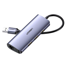 Заредете изображение във визуализатора на галерията – Ugreen multifunctional adapter HUB USB Type C - 3 x USB / Ethernet RJ-45 / micro USB gray (CM252) - TopMag

