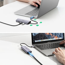 Заредете изображение във визуализатора на галерията – Ugreen multifunctional adapter HUB USB Type C - 3 x USB / Ethernet RJ-45 / micro USB gray (CM252) - TopMag
