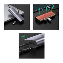 Заредете изображение във визуализатора на галерията – Ugreen multifunctional adapter HUB USB Type C - 3 x USB / Ethernet RJ-45 / micro USB gray (CM252) - TopMag
