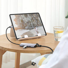 Заредете изображение във визуализатора на галерията – Ugreen multifunctional adapter HUB USB Type C - 3 x USB / Ethernet RJ-45 / micro USB gray (CM252) - TopMag
