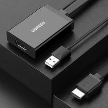 Заредете изображение във визуализатора на галерията – Ugreen unidirectional HDMI adapter (male) - Display Port (female) + USB (for power supply) video adapter 0.5m black (MM107) - TopMag
