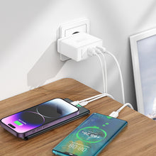 Заредете изображение във визуализатора на галерията – Borofone Wall charger BN11 Imperial - USB + 2xType C - QC 3.0 PD 100W white
