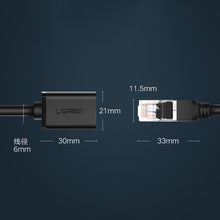 Заредете изображение във визуализатора на галерията – Ugreen Extension Network Cable Internet Ethernet Patchcord RJ45 F/UTP Cat. 6 1000Mbps 0.5m Black (NW112)
