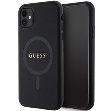 Заредете изображение във визуализатора на галерията – Original Case GUESS hardcase Saffiano MagSafe GUHMN61PSAHMCK for Iphone 11/ Xr black
