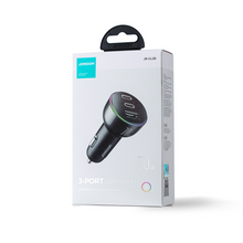 Заредете изображение във визуализатора на галерията – Joyroom car charger 70W with 3 ports: USB, 2 x USB C black (JR-CL26)
