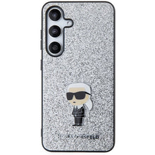 Заредете изображение във визуализатора на галерията – Karl Lagerfeld Fixed Glitter Ikonik Logo Metal Pin Case for Samsung Galaxy S24 - Silver
