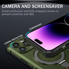 Заредете изображение във визуализатора на галерията – Tel Protect Armor Magsafe Metal Ring Case for Iphone 15 Pro green
