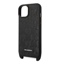 Заредете изображение във визуализатора на галерията – Karl Lagerfeld KLHCP14SSTMMK iPhone 14 6.1" hardcase black/black Monogram Plaque Logo Strap
