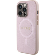 Заредете изображение във визуализатора на галерията – Original Case GUESS hardcase Saffiano MagSafe GUHMP15LPSAHMCP for Iphone 15 Pro pink
