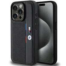 Заредете изображение във визуализатора на галерията – BMW Perforated Tricolor Line case for iPhone 15 Pro - black
