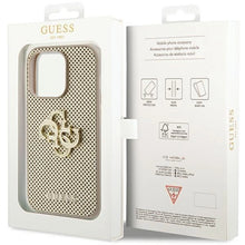 Заредете изображение във визуализатора на галерията – Guess Perforated 4G Glitter case for iPhone 15 Pro Max - gold
