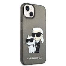 Заредете изображение във визуализатора на галерията – Karl Lagerfeld KLHCP14SHNKCTGK iPhone 14 6.1" black/black hardcase Gliter Karl&amp;Choupette
