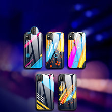 Заредете изображение във визуализатора на галерията – Color Glass Case Durable Cover with Tempered Glass Back and camera cover iPhone XS / iPhone X pattern 1
