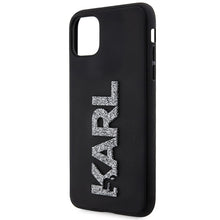 Заредете изображение във визуализатора на галерията – Original Pouch KARL LAGERFELD hardcase 3D Rubber Glitter Logo KLHCN613DMBKCK for Iphone 11/ Xr Black
