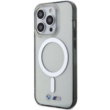 Заредете изображение във визуализатора на галерията – Case BMW BMHMP14LHCRS iPhone 14 Pro 6.1" transparent hardcase Silver Ring MagSafe
