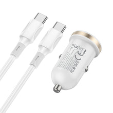 Заредете изображение във визуализатора на галерията – Borofone Car charger BZ22 Scenery - USB + Type C - QC 3.0 PD 30W with Type C to Type C cable white

