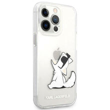 Заредете изображение във визуализатора на галерията – Original faceplate case karl lagerfeld klhcp14xcfnrc for iphone 14 pro max (choupette eat / transparent)
