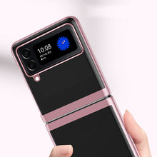 Заредете изображение във визуализатора на галерията – Plating Case for Samsung Galaxy Z Flip 4 cover with a metallic frame pink
