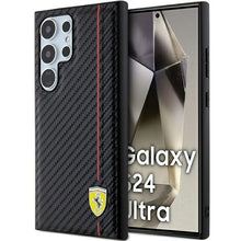 Заредете изображение във визуализатора на галерията – Original FERRARI hardcase Carbon Printed Line FEHCS24LN3DUR for Samsung Galaxy  S24 Ultra Black
