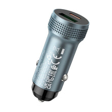 Заредете изображение във визуализатора на галерията – HOCO car charger USB QC 18W + Type C 20W PD38W Z49B Level metal gray

