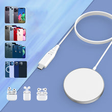 Заредете изображение във визуализатора на галерията – Choetech inductive charger 15W with USB C cable white (T518-F)
