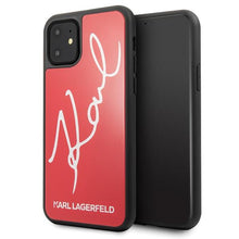 Заредете изображение във визуализатора на галерията – Karl Lagerfeld KLHCN61DLKSRE iPhone 11 6,1" / Xr czerwony/red hard case Signature Glitter
