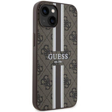 Заредете изображение във визуализатора на галерията – Guess GUHMP14SP4RPSW iPhone 14 6.1" brown/brown hardcase 4G Printed Stripes MagSafe
