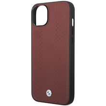 Заредете изображение във визуализатора на галерията – Case BMW BMHCP14S22RFGR iPhone 14 6.1" Burgundy/burgundy Leather Diamond Pattern
