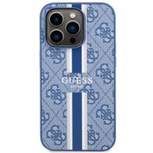 Заредете изображение във визуализатора на галерията – Guess GUHMP14XP4RPSB iPhone 14 Pro Max 6.7" blue/blue hardcase 4G Printed Stripes MagSafe
