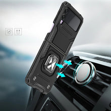 Заредете изображение във визуализатора на галерията – Wozinsky Ring Armor tough hybrid case cover + magnetic holder for Samsung Galaxy Z Flip 3 black - TopMag

