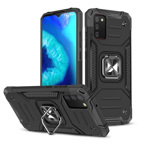 Wozinsky Ring Armor tough hybrid case cover + magnetic holder for Samsung Galaxy A03s black - TopMag