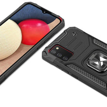 Заредете изображение във визуализатора на галерията – Wozinsky Ring Armor tough hybrid case cover + magnetic holder for Samsung Galaxy A03s black - TopMag
