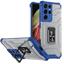 Заредете изображение във визуализатора на галерията – Crystal Ring Case tough hybrid cover + magnetic holder for Samsung Galaxy S22 Ultra blue - TopMag
