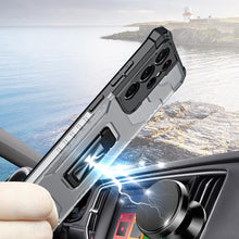 Заредете изображение във визуализатора на галерията – Crystal Ring Case tough hybrid cover + magnetic holder for Samsung Galaxy S22 Ultra blue - TopMag

