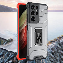 Заредете изображение във визуализатора на галерията – Crystal Ring Case tough hybrid cover + magnetic holder for Samsung Galaxy S22 Ultra red - TopMag
