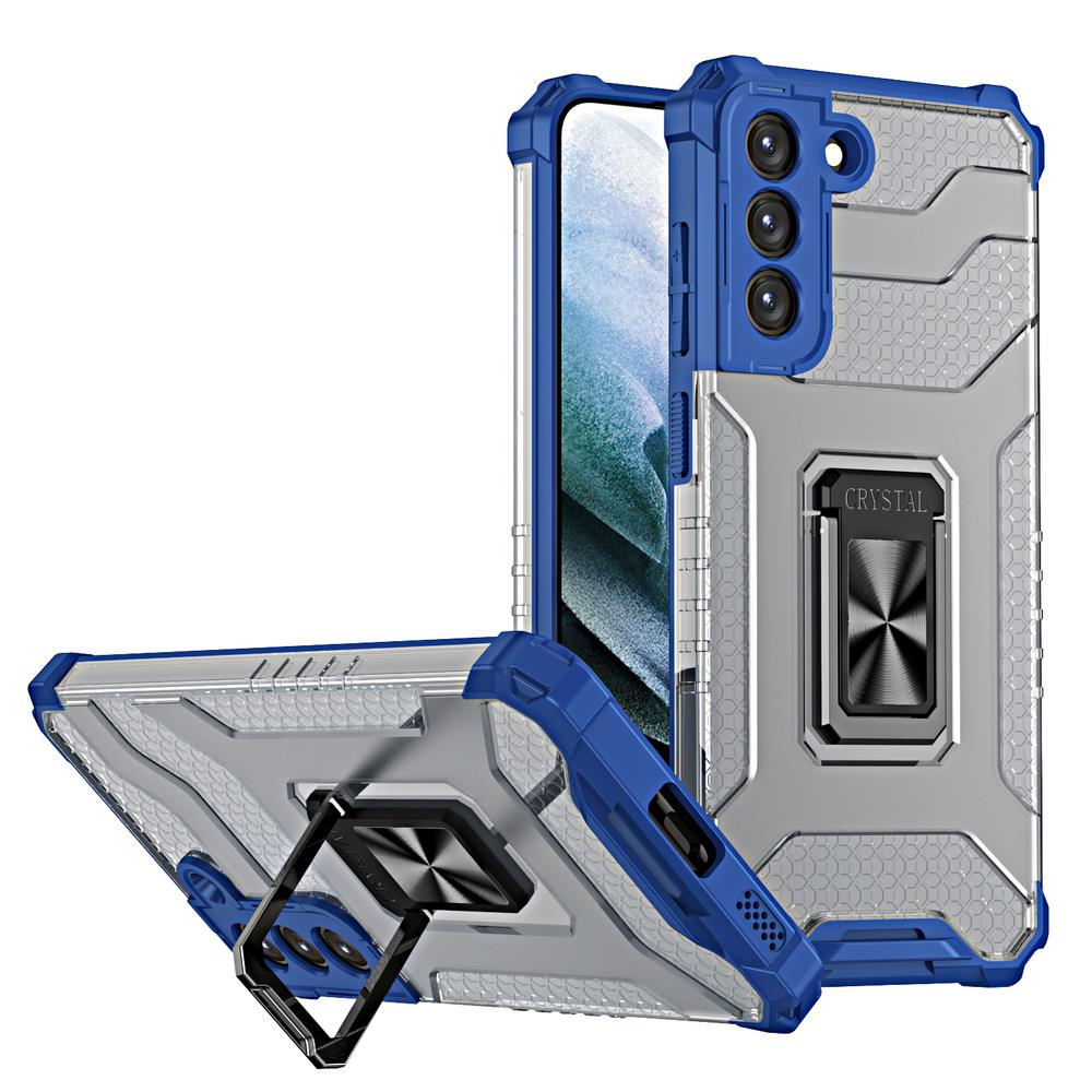 Crystal Ring Case tough hybrid cover + magnetic holder for Samsung Galaxy S22 blue - TopMag