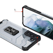 Заредете изображение във визуализатора на галерията – Crystal Ring Case tough hybrid cover + magnetic holder for Samsung Galaxy S22 blue - TopMag
