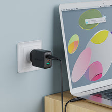 Заредете изображение във визуализатора на галерията – Acefast 2in1 charger 2x USB Type C / USB 65W, PD, QC 3.0, AFC, FCP (set with cable) white (A13 white) - TopMag
