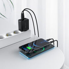 Заредете изображение във визуализатора на галерията – Acefast 2in1 charger 2x USB Type C / USB 65W, PD, QC 3.0, AFC, FCP (set with cable) white (A13 white) - TopMag
