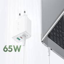 Заредете изображение във визуализатора на галерията – Acefast 2in1 charger 2x USB Type C / USB 65W, PD, QC 3.0, AFC, FCP (set with cable) white (A13 white) - TopMag
