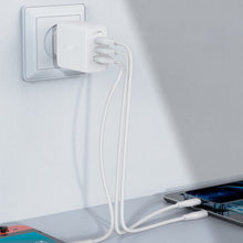 Заредете изображение във визуализатора на галерията – Acefast 2in1 charger 2x USB Type C / USB 65W, PD, QC 3.0, AFC, FCP (set with cable) white (A13 white) - TopMag
