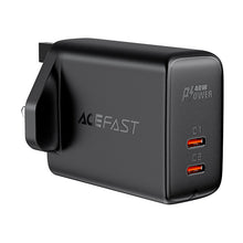 Заредете изображение във визуализатора на галерията – Acefast wall charger (UK plug) 2x USB Type C 40W, PPS, PD, QC 3.0, AFC, FCP black (A12 black) - TopMag
