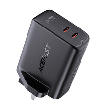 Заредете изображение във визуализатора на галерията – Acefast wall charger (UK plug) 2x USB Type C 40W, PPS, PD, QC 3.0, AFC, FCP black (A12 black) - TopMag
