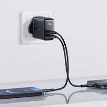 Заредете изображение във визуализатора на галерията – Acefast wall charger (UK plug) 2x USB Type C 40W, PPS, PD, QC 3.0, AFC, FCP black (A12 black) - TopMag
