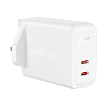 Заредете изображение във визуализатора на галерията – Acefast wall charger (UK plug) 2x USB Type C 40W, PPS, PD, QC 3.0, AFC, FCP white (A12 white) - TopMag
