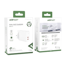 Заредете изображение във визуализатора на галерията – Acefast wall charger (UK plug) 2x USB Type C 40W, PPS, PD, QC 3.0, AFC, FCP white (A12 white) - TopMag
