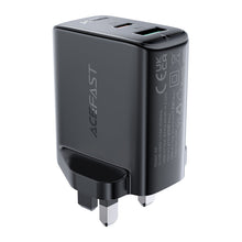 Заредете изображение във визуализатора на галерията – Acefast wall charger (UK plug) USB Type C / USB 32W, PPS, PD, QC 3.0, AFC, FCP black (A8 black) - TopMag
