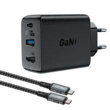 Заредете изображение във визуализатора на галерията – Acefast 2in1 charger GaN 65W USB Type C / USB, adapter HDMI adapter 4K @ 60Hz (set with cable) black (A17 black) - TopMag
