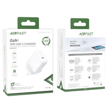 Заредете изображение във визуализатора на галерията – Acefast GaN wall charger (UK plug) USB Type C 30W, Power Delivery, PPS, Q3 3.0, AFC, FCP white (A24 UK white) - TopMag
