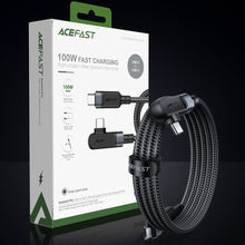 Заредете изображение във визуализатора на галерията – Acefast angled cable USB Type C - USB Type C 2m, 100W (20V / 5A) black (C5-03 Black) - TopMag
